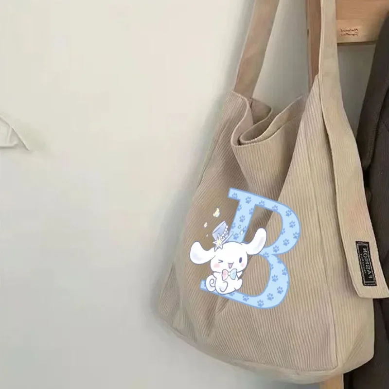 Kawaii Cinnamorolls A-Z 26 English Letters Corduroy Bag for Women Shopper Handbags Storage High Capacity Cute Shoulder Tote Bag
Kawaii Cinnamorolls A-Z 26 English Letters Corduroy Bag for Women Shopper Handbags Storage High Capacity Cute Shoulder Tote Bag