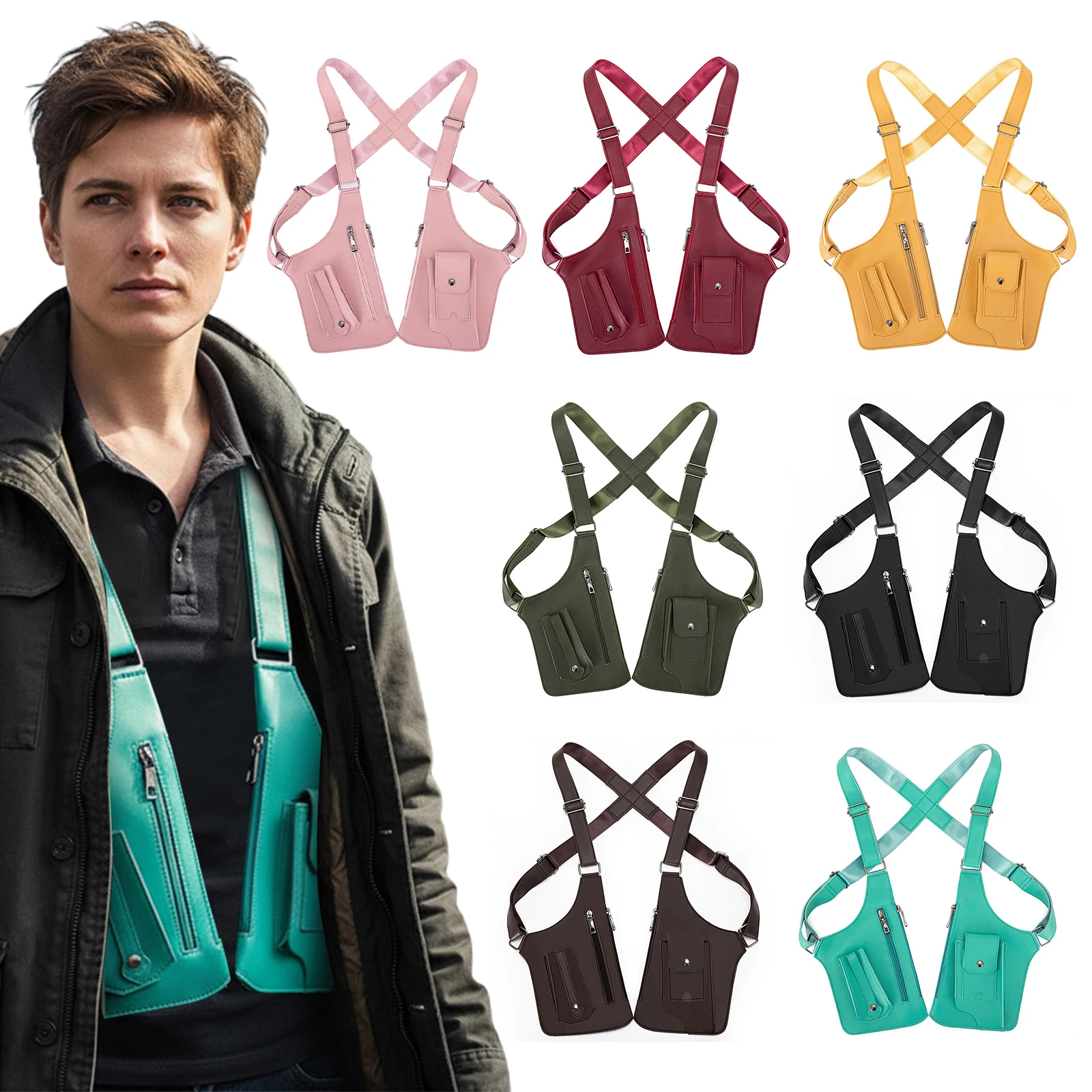 PU Leather Double Shoulder Armpit Bag Multi-Pocket Underarm Shoulder Bag Anti-Theft Holster Bags for Men Women Travel Outdoors
PU Leather Double Shoulder Armpit Bag Multi-Pocket Underarm Shoulder Bag Anti-Theft Holster Bags for Men Women Travel Outdoors