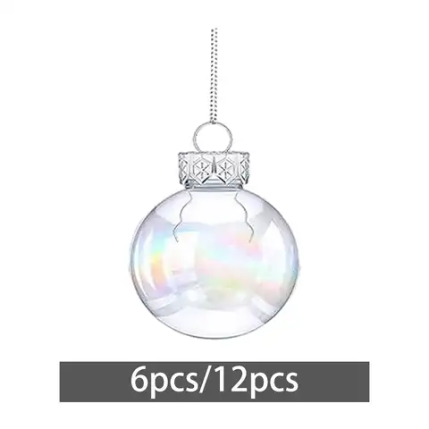 Clear Iridescent Christmas Balls Christmas Baubles Fillable Balls Round Clear Ball for Outdoor Indoor Party Festival Graduation