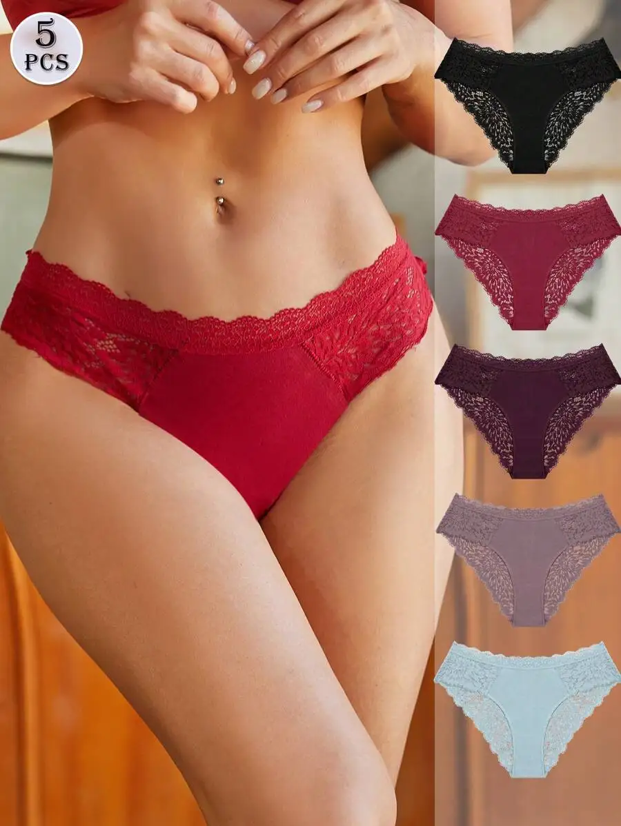 5 Pcs Solid Color Comfortable Lace Trim Womens Panties
5 Pcs Solid Color Comfortable Lace Trim Womens Panties