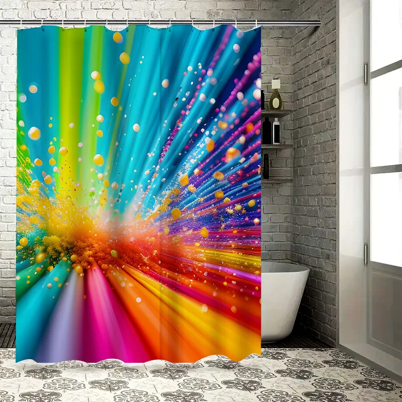 Vibrant Shower Curtain Bold Colors Bursting from Center for Bathroom Decorations
Vibrant Shower Curtain Bold Colors Bursting from Center for Bathroom Decorations