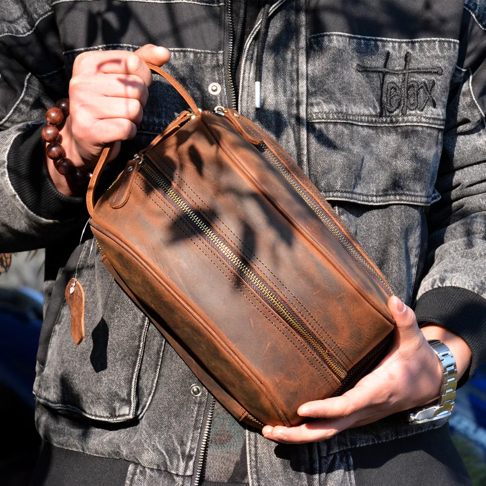 Original Leather Travel Makeup Bag Large Capacity Handheld Toiletry Bag Vintage Leather Handbag Genuine Leather Bag
Original Leather Travel Makeup Bag Large Capacity Handheld Toiletry Bag Vintage Leather Handbag Genuine Leather Bag