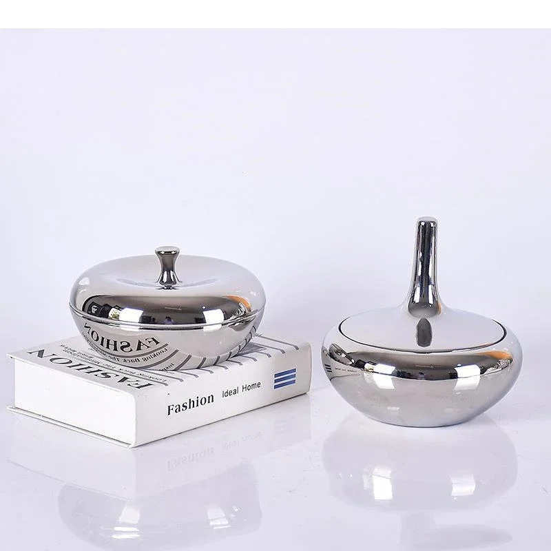 Minimalist Silver-plated Ceramic Storage Jar and Lids Dressing Table Ring Necklace Jewelry Box Porcelain Cosmetic Candy Pots
Minimalist Silver-plated Ceramic Storage Jar and Lids Dressing Table Ring Necklace Jewelry Box Porcelain Cosmetic Candy Pots