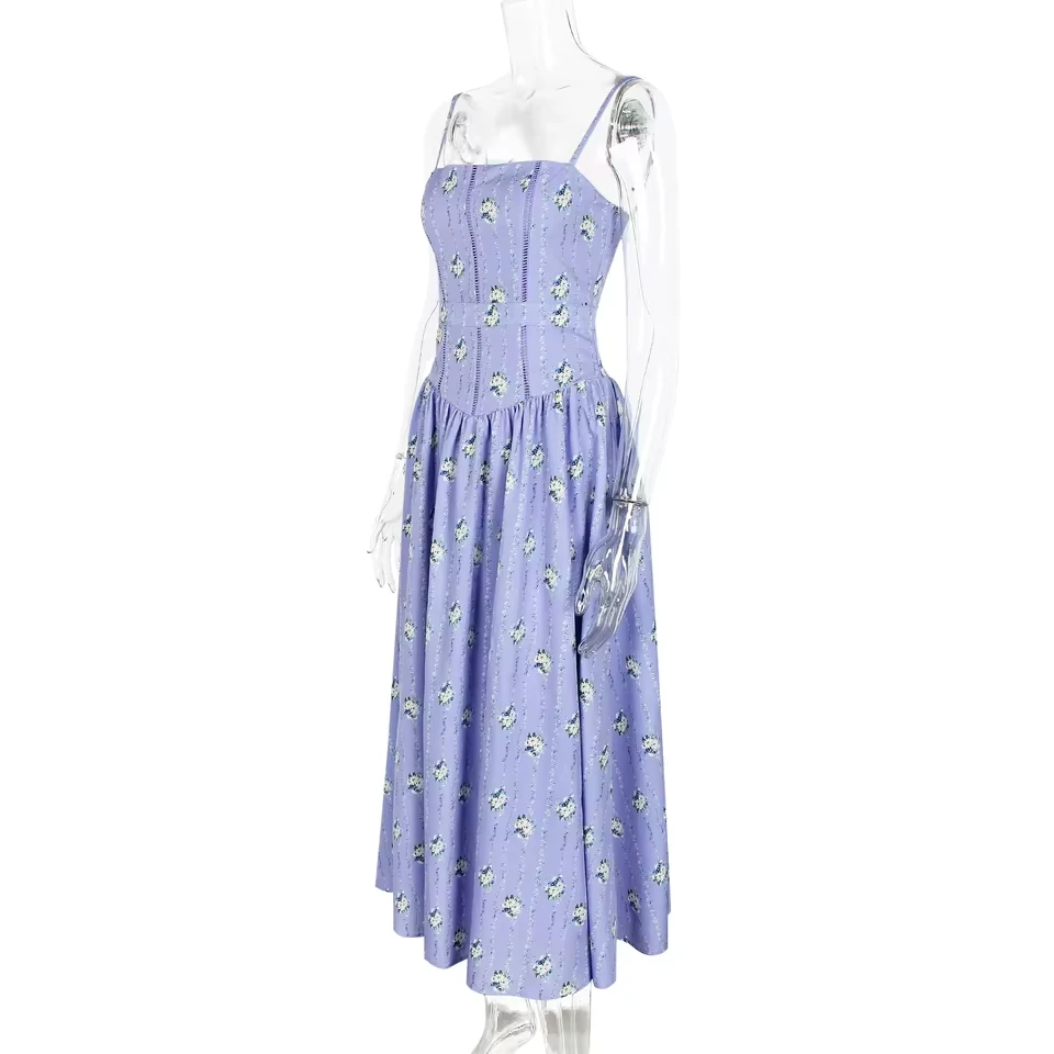Elegant Floral Print Spaghetti Strap Dress Women Chic Slim Backless Sleeveless Pleated A-line Robe Lady High Waist Party Vestido
Elegant Floral Print Spaghetti Strap Dress Women Chic Slim Backless Sleeveless Pleated A-line Robe Lady High Waist Party Vestido