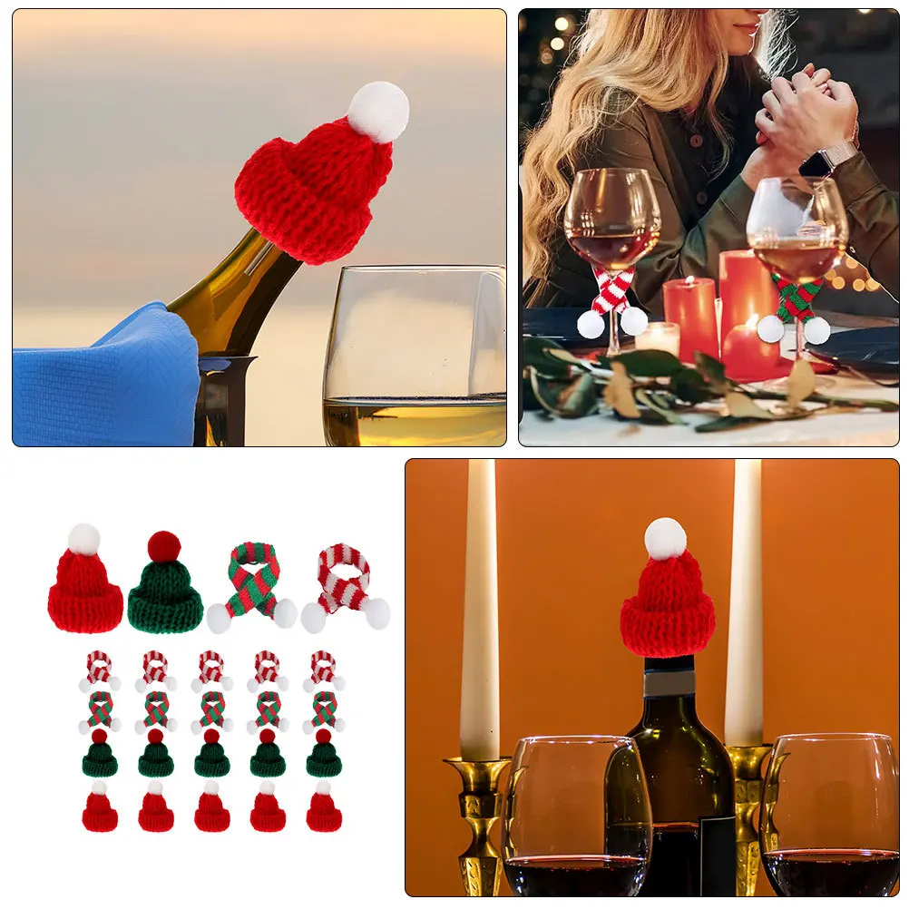 24pcs Mini Beanie Scarf Yarn Decorative Hats Christmas naments Wine Bottle Covers Red Green Thumb Hats 23cm Knit Scarves DIY 
24pcs Mini Beanie Scarf Yarn Decorative Hats Christmas naments Wine Bottle Covers Red Green Thumb Hats 23cm Knit Scarves DIY