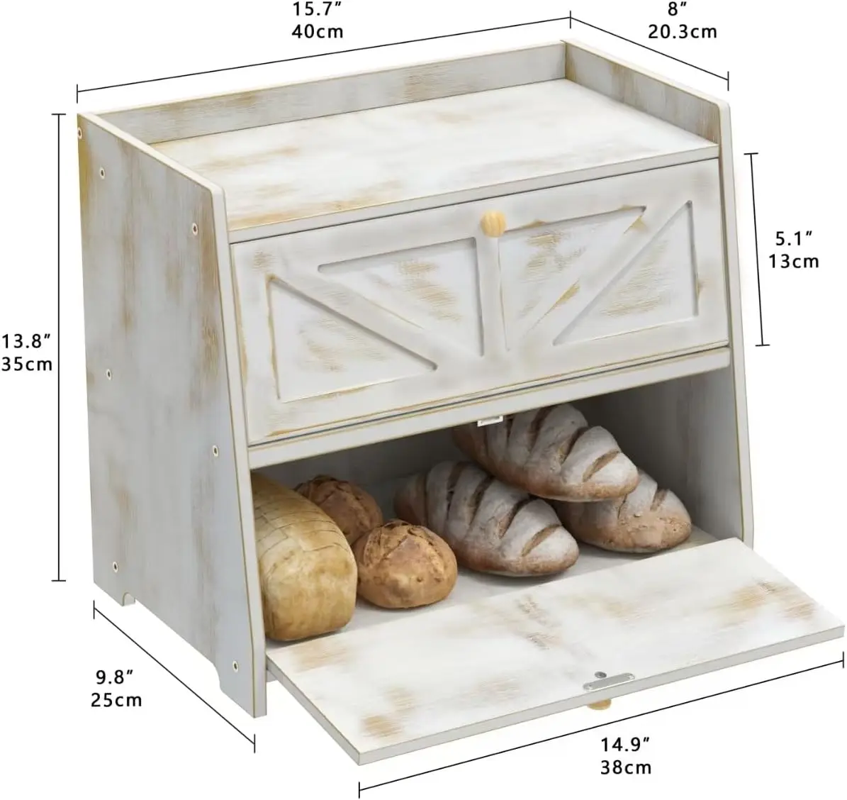 Vintage Double Layer Bread Box for Kitchen Counter Bamboo Bread Storage Container Large Capacity Bread Storage Bin Antique White
Vintage Double Layer Bread Box for Kitchen Counter Bamboo Bread Storage Container Large Capacity Bread Storage Bin Antique White