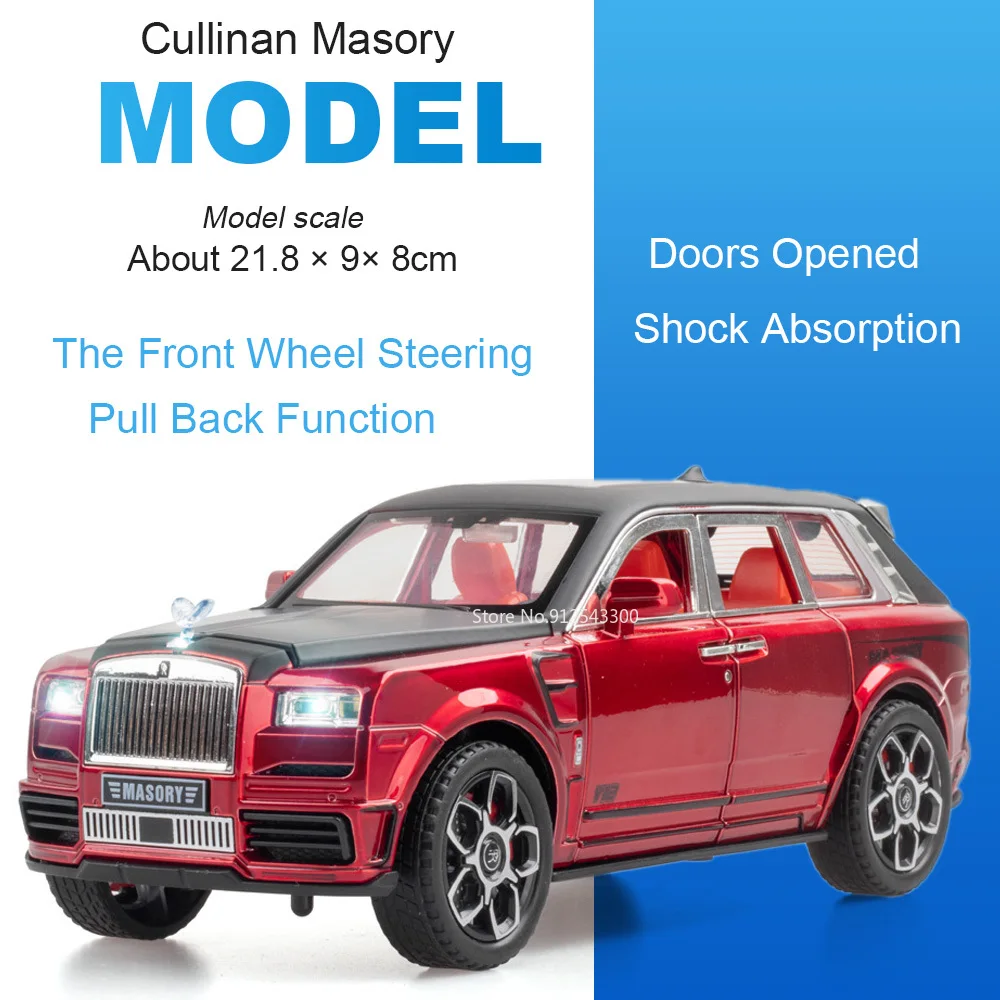 1:24 Cullinan Phantom I Car Model Toy Doors Opened Shock Absorption Models Front Wheel Steer Pull Back Vehicle Unique Reward
1:24 Cullinan Phantom I Car Model Toy Doors Opened Shock Absorption Models Front Wheel Steer Pull Back Vehicle Unique Reward