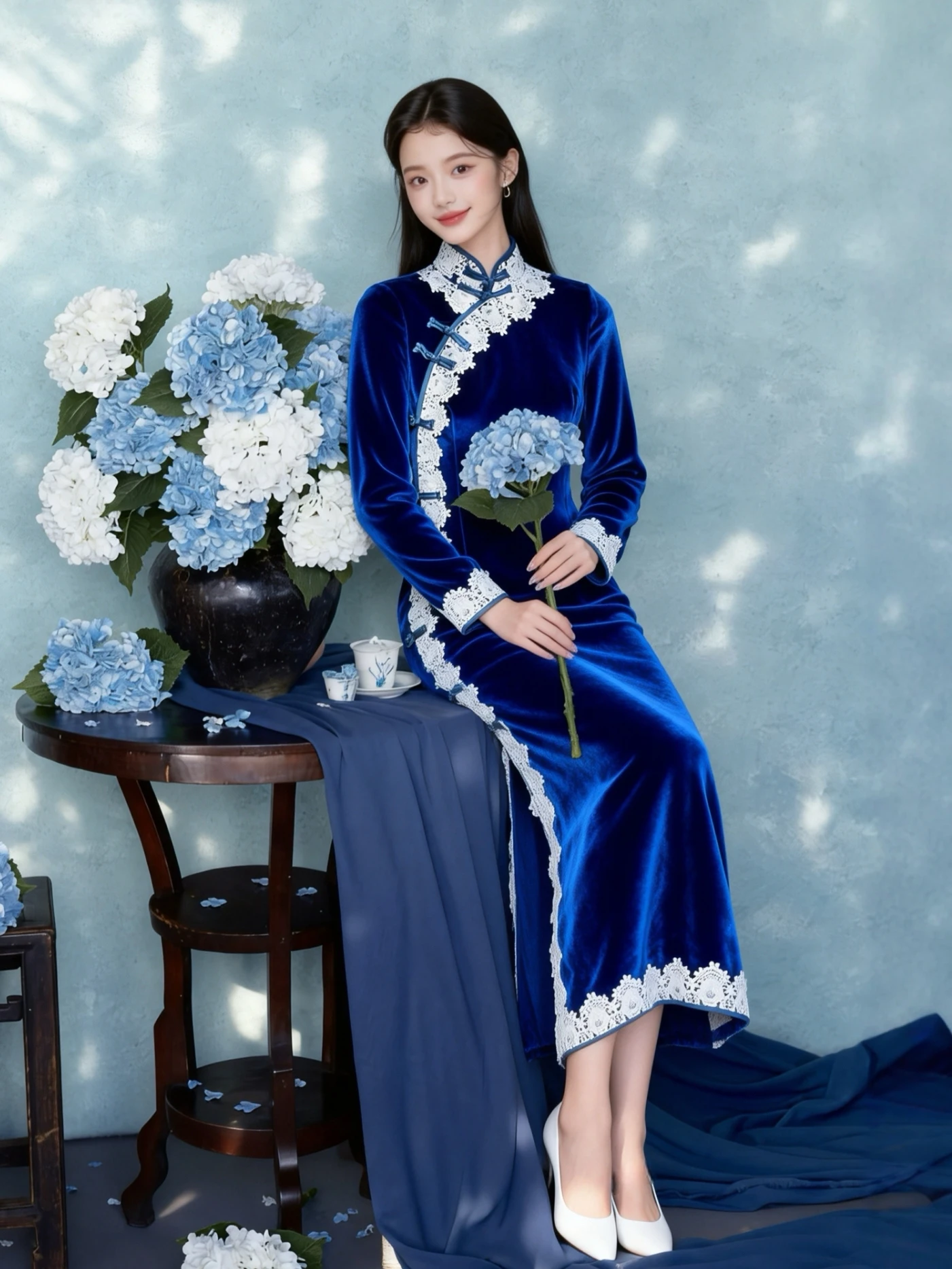 Retro Velvet Long Blue Ele Slimming Evening Dr Vintage Sle Chinese Wedding Gown Mid-Length ort Sve
Retro Velvet Long Blue Ele Slimming Evening Dr Vintage Sle Chinese Wedding Gown Mid-Length ort Sve