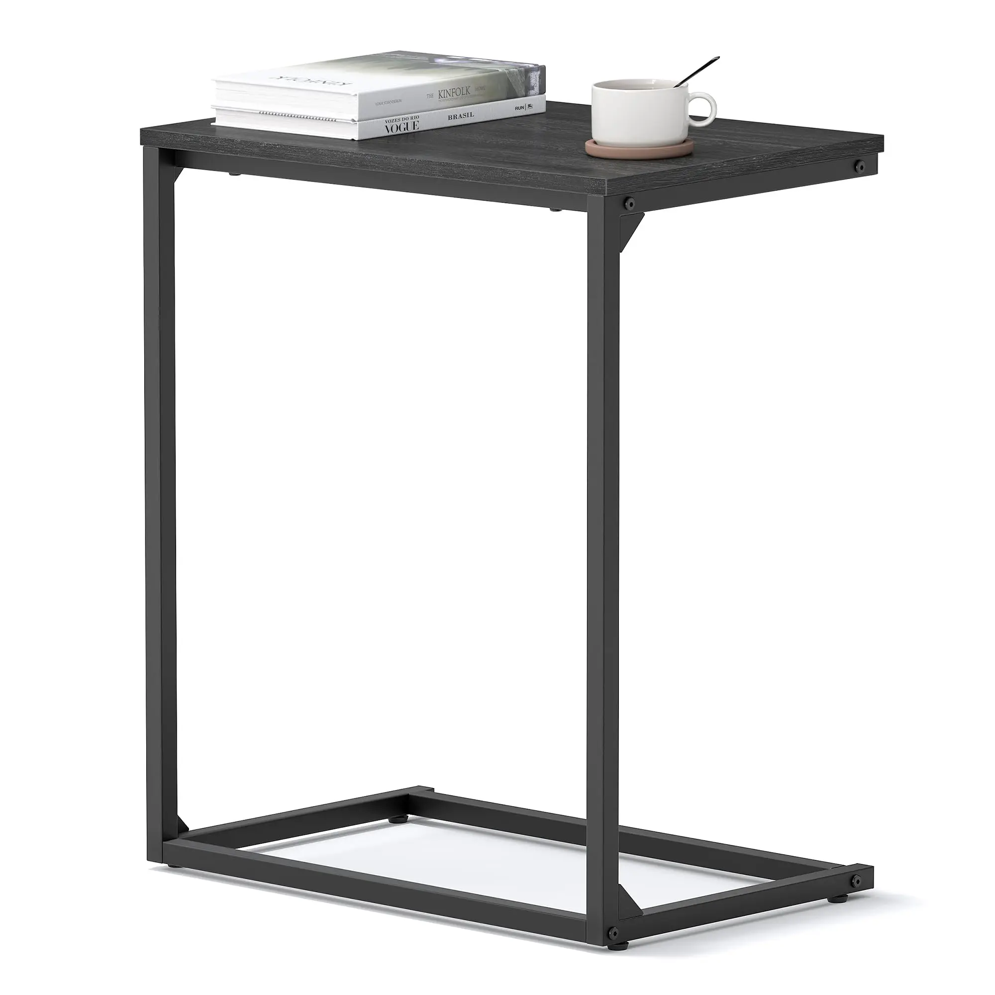 C-Shaped Industrial Side Table For Sofa Or Couch, Compact Living Room Bedroom End Table, Black Wood Top With Metal Frame
C-Shaped Industrial Side Table For Sofa Or Couch, Compact Living Room Bedroom End Table, Black Wood Top With Metal Frame