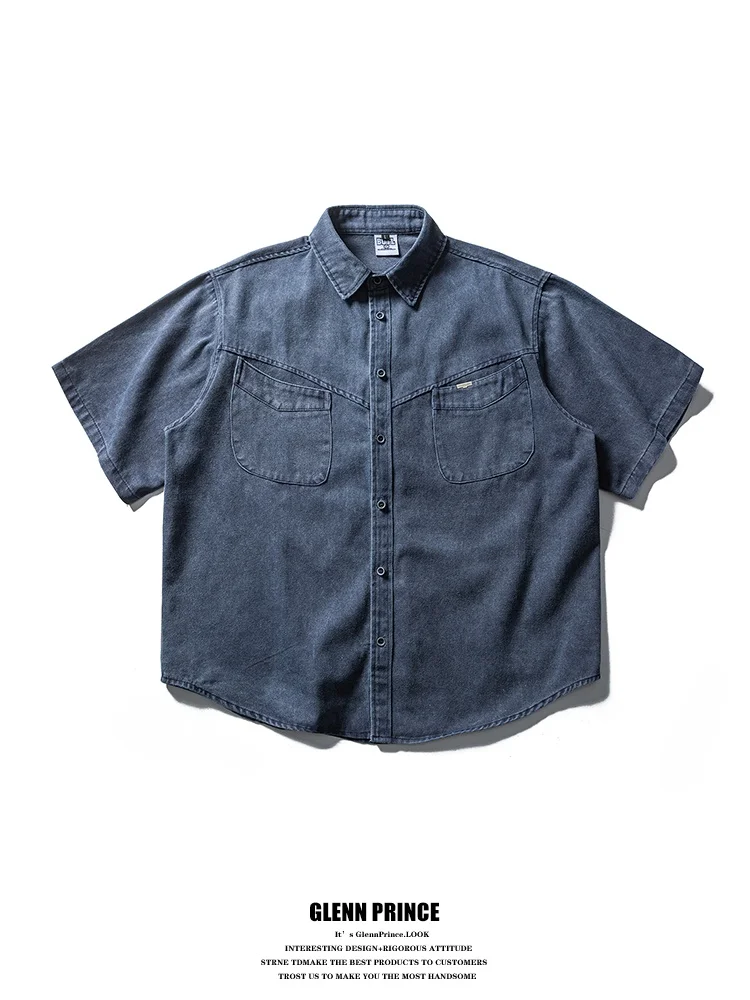 American Retro Washed Short Sleeve Work Shirt Men's Summer High Sensation Cool Commute Shirt Loose Fit Splice Pure Cotton
American Retro Washed Short Sleeve Work Shirt Men's Summer High Sensation Cool Commute Shirt Loose Fit Splice Pure Cotton