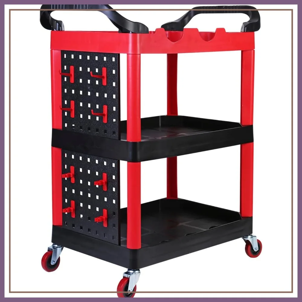 3 Shelf Rolling Utility Cart with Storage Bins & Bottle Holders, Side Hanging Hook, 440-lb Capacity
3 Shelf Rolling Utility Cart with Storage Bins & Bottle Holders, Side Hanging Hook, 440-lb Capacity