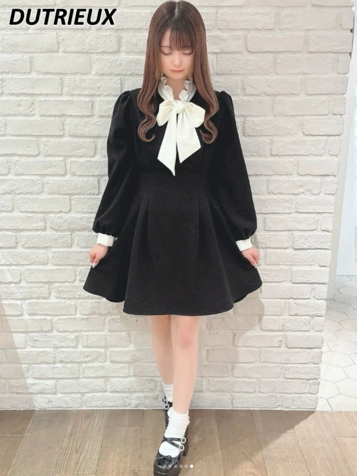 Fashion Japanese Style Sweet Bow Lace Elegant Dress High Waist Slim Casual Simple Women's Long Sleeve Dresses for Women
Fashion Japanese Style Sweet Bow Lace Elegant Dress High Waist Slim Casual Simple Women's Long Sleeve Dresses for Women