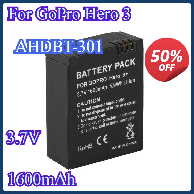 1600mAh Battery AHDBT 301 201 Rechargeable Batteries AHDBT-301 for GoPro Hero 3 Go Pro hero 3 3+ Action Camera Battery
1600mAh Battery AHDBT 301 201 Rechargeable Batteries AHDBT-301 for GoPro Hero 3 Go Pro hero 3 3+ Action Camera Battery