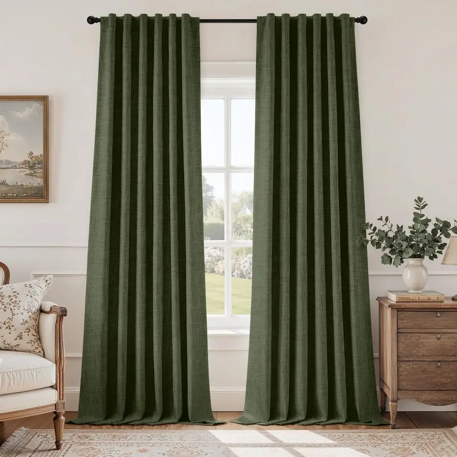 100 Blackout Faux Linen Olive Green CurtainsModern Farmhouse Luxury Winter Curtains 84 Inches Long 2 Panels, Rod Pocket amp Back
100 Blackout Faux Linen Olive Green CurtainsModern Farmhouse Luxury Winter Curtains 84 Inches Long 2 Panels, Rod Pocket amp Back