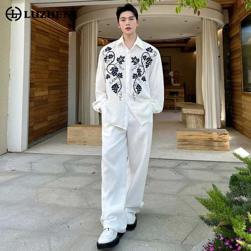 LUZHEN Elegant Two-piece Sets Men Fashion 2025 New High Quality Embroidery Pattern Long Sleeve Shirt Loose Straight Pants JY1513
LUZHEN Elegant Two-piece Sets Men Fashion 2025 New High Quality Embroidery Pattern Long Sleeve Shirt Loose Straight Pants JY1513