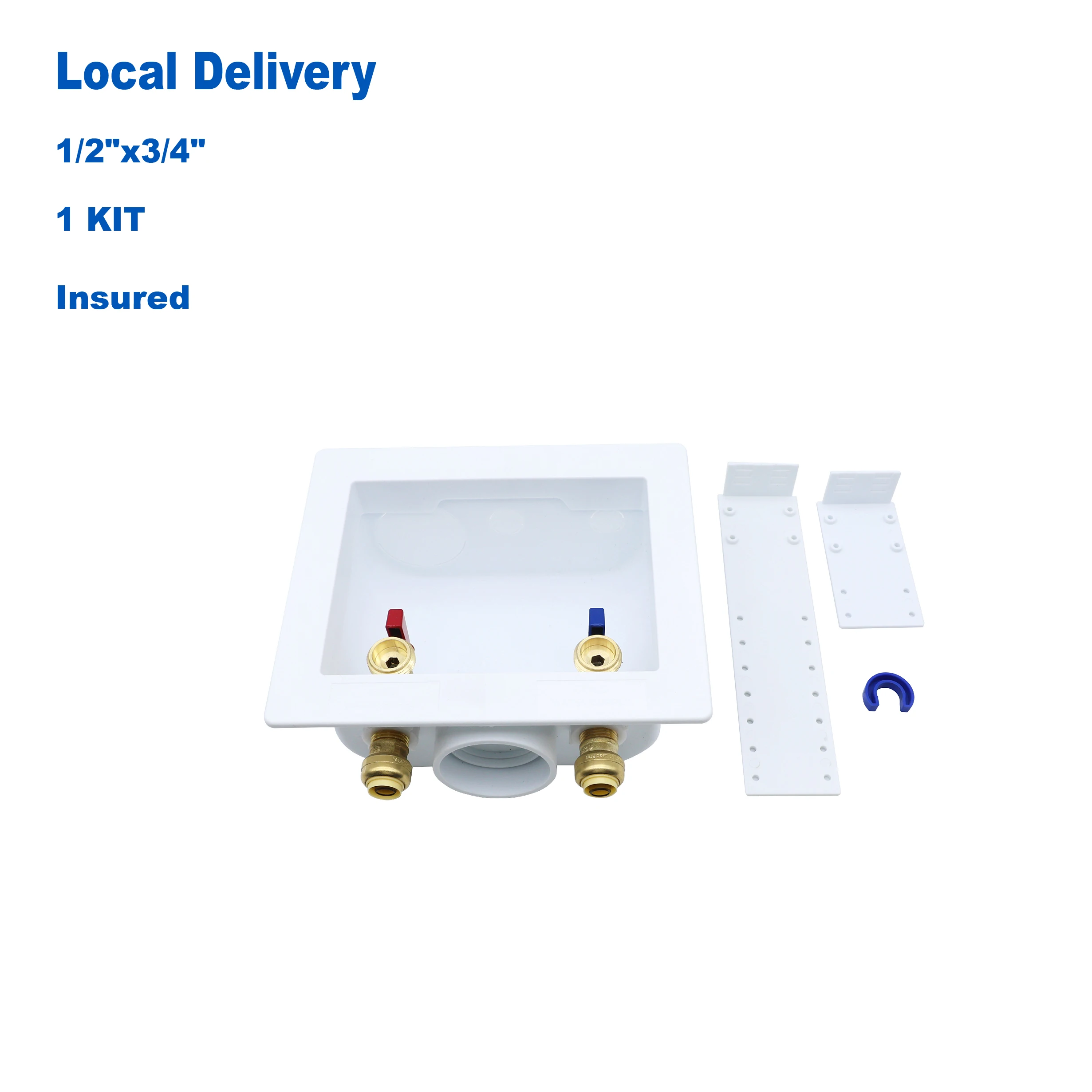 KING SMART Washing Machine Outlet Box; 1/2" Push Fit Connect, 3/4" MHT Outlet, 1/4 Turn; 1 Pcs/Case; 81212
KING SMART Washing Machine Outlet Box; 1/2" Push Fit Connect, 3/4" MHT Outlet, 1/4 Turn; 1 Pcs/Case; 81212