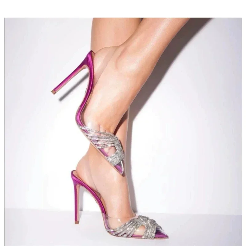 PVC transparent sandals, cross cut rhinestone high heels, new back hollow shallow mouth sweet banquet wedding shoes
PVC transparent sandals, cross cut rhinestone high heels, new back hollow shallow mouth sweet banquet wedding shoes