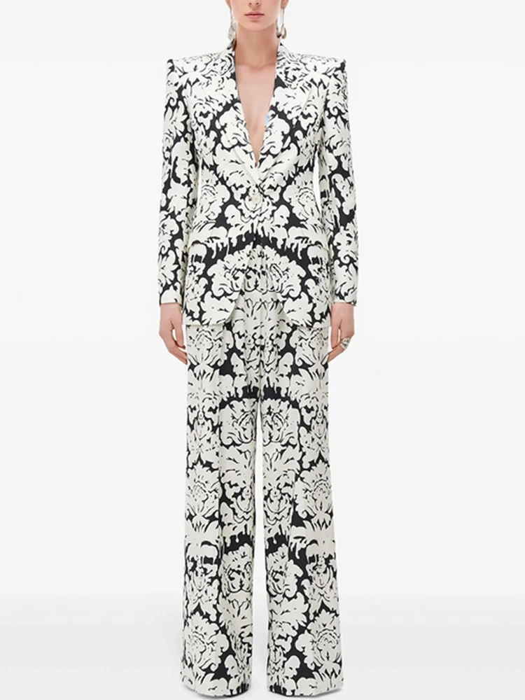 2024 New Black White Printed Pants Outfit Fashion Printing Pants Sets Two Pieces Pants Suits for Women Wedding Guest Outfits
2024 New Black White Printed Pants Outfit Fashion Printing Pants Sets Two Pieces Pants Suits for Women Wedding Guest Outfits