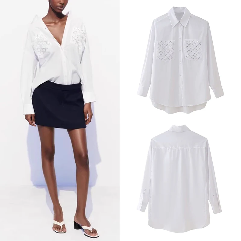 2025 Summer New Sle Women's Faion Loose irts Rivet Decorated Silk Polyester Long Sve Collar Button down irt
2025 Summer New Sle Women's Faion Loose irts Rivet Decorated Silk Polyester Long Sve Collar Button down irt