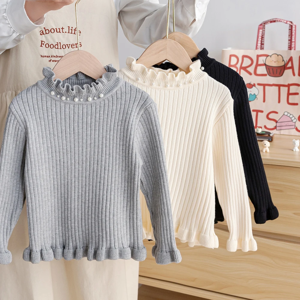 Детские свитера с рюшами на воротнике и жемчужным декором, весенне-осенние вязаные пуловеры с оборками для девочек и манжетами по подолу, топы, детский свитер
Детские свитера с рюшами на воротнике и жемчужным декором, весенне-осенние вязаные пуловеры с оборками для девочек и манжетами по подолу, топы, детский свитер