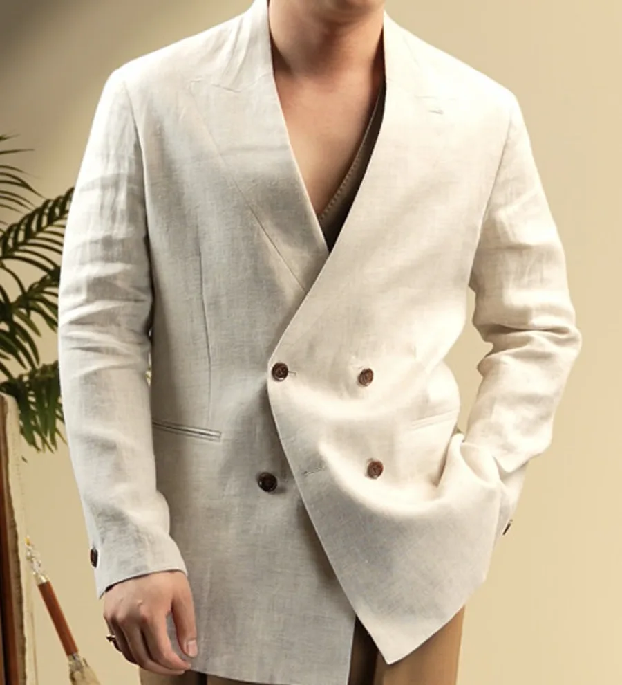 Pure Linen Mens Collarless Blazer Double Breasted Men's Summer Thin Breathable Suit Jacket Para Hombre Quiet Luxury Blazer
Pure Linen Mens Collarless Blazer Double Breasted Men's Summer Thin Breathable Suit Jacket Para Hombre Quiet Luxury Blazer