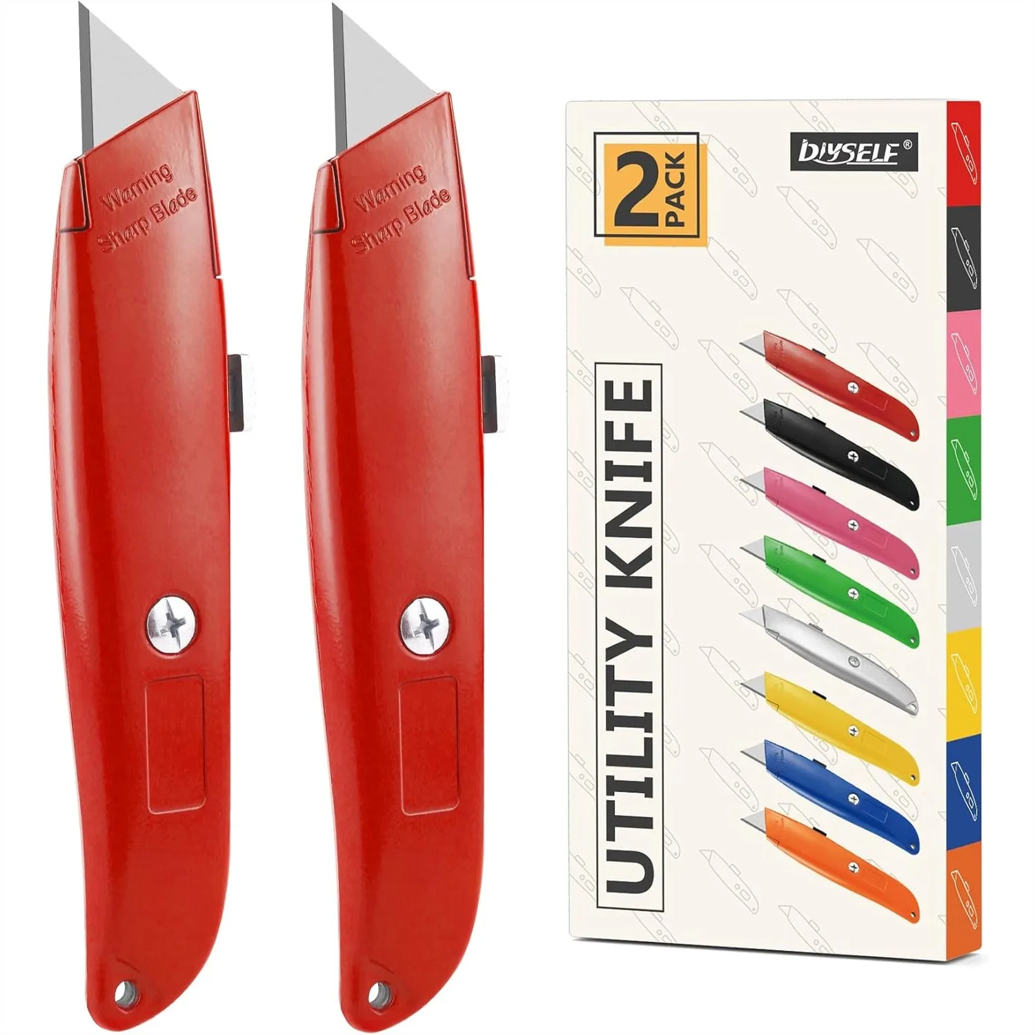 2Pack Utility Knife Box Cutter Retractable Razor Blade Heavy Duty All Metal Construction For Cardboard PVC Pipe
2Pack Utility Knife Box Cutter Retractable Razor Blade Heavy Duty All Metal Construction For Cardboard PVC Pipe