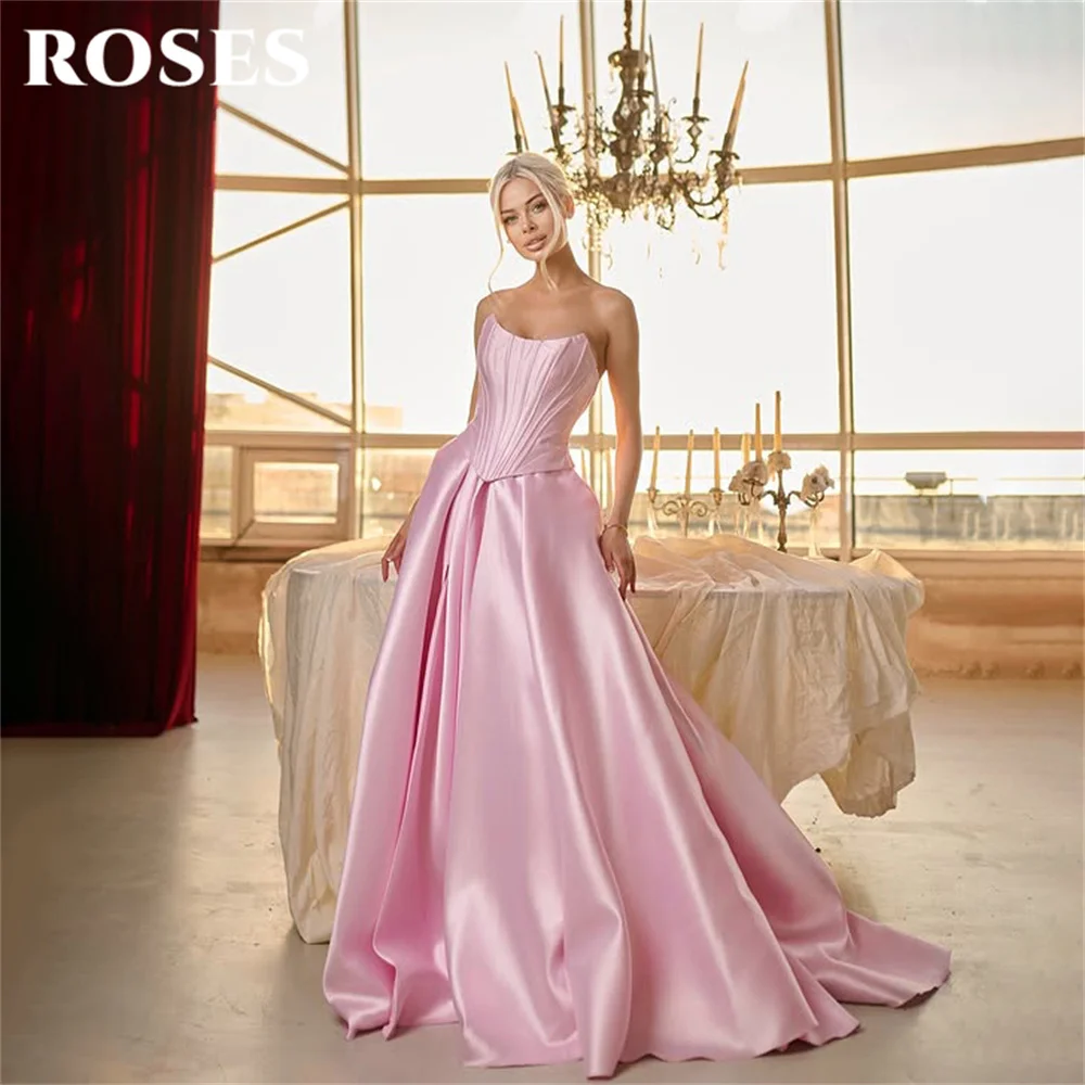 ROSES Pink Minimalist Evening Dress Strapless Party Dress Zipper Back vestidos de fiesta A Line Satin Prom Gowns Customized
ROSES Pink Minimalist Evening Dress Strapless Party Dress Zipper Back vestidos de fiesta A Line Satin Prom Gowns Customized