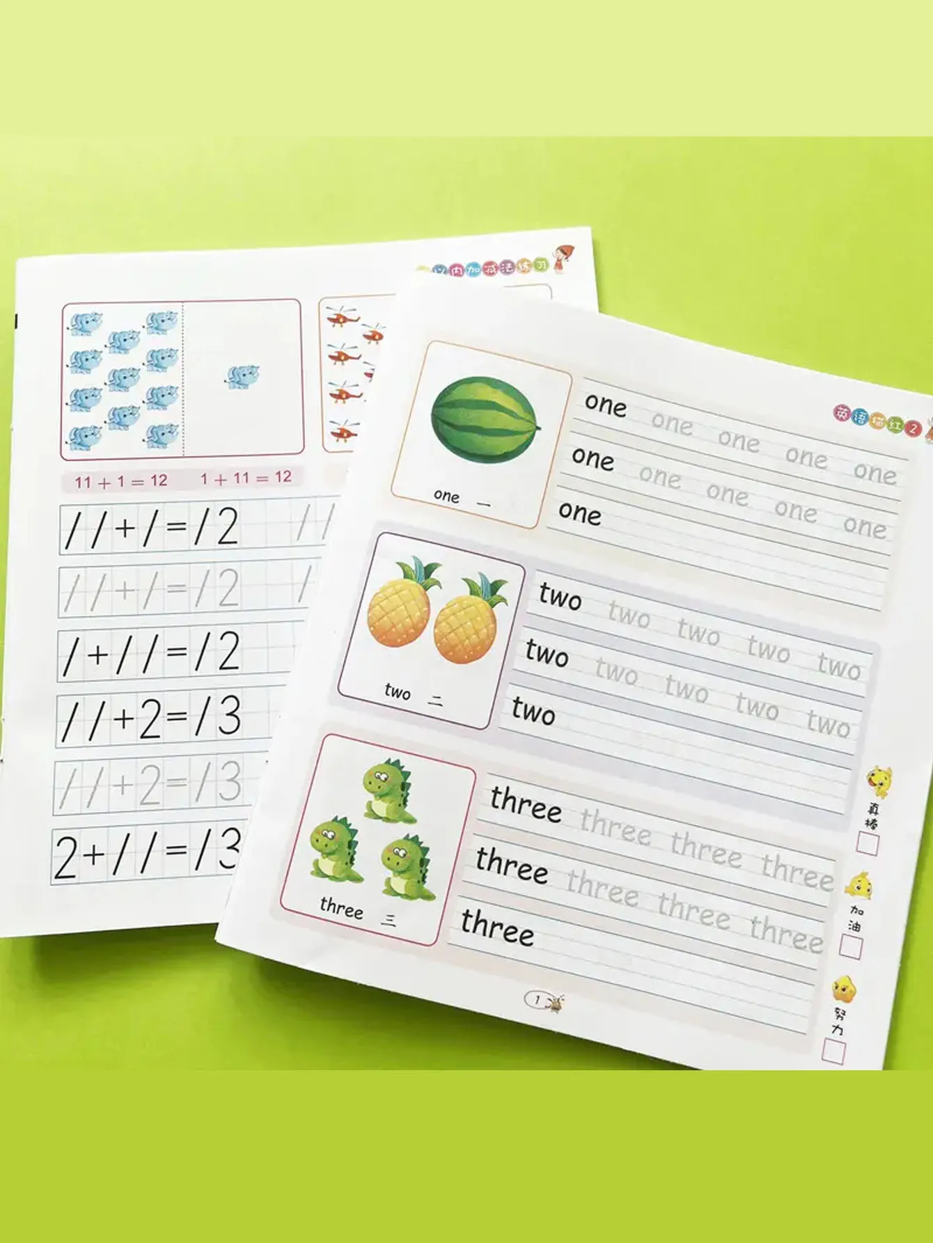 Two tracking exercise books for children - English vocabulary and number math exercises - Early learning writing assistance - Bo
Two tracking exercise books for children - English vocabulary and number math exercises - Early learning writing assistance - Bo