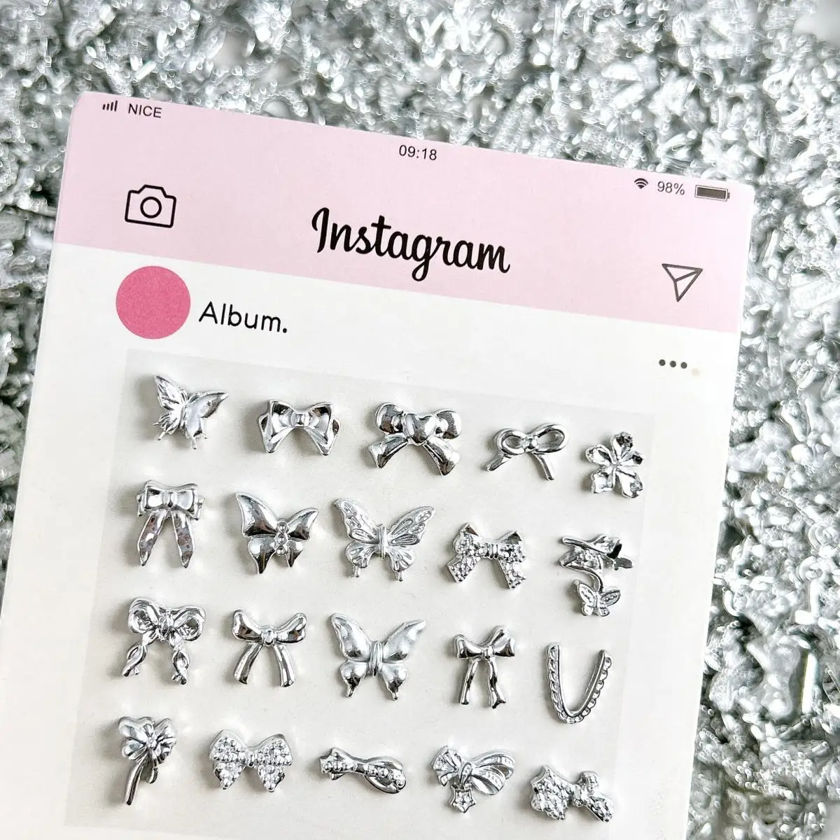 Light Luxury Silver Butterfly Lace Flower Nail Charms Irregular Ribbon Bow Tie Nail Art Decorations DIY Cool Y2K Nails Materials
Light Luxury Silver Butterfly Lace Flower Nail Charms Irregular Ribbon Bow Tie Nail Art Decorations DIY Cool Y2K Nails Materials