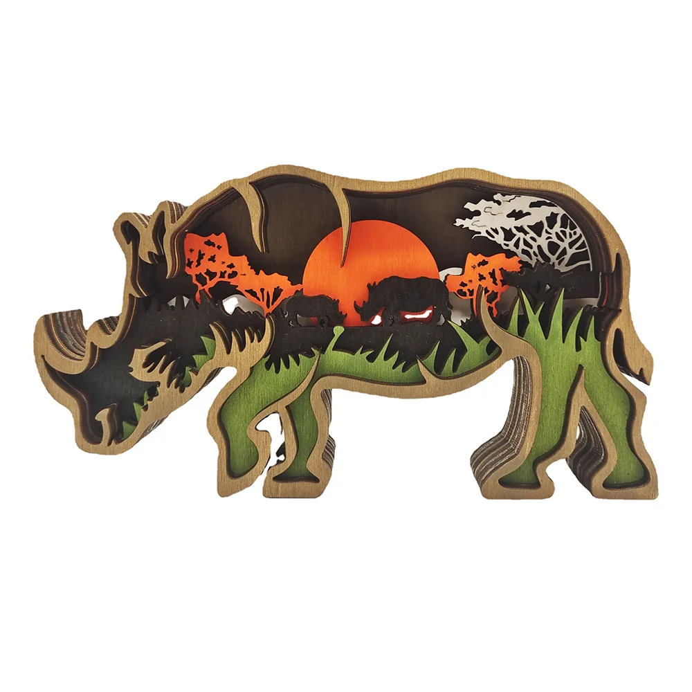Wooden Animal Rhino Statue Creative Office Home Decor Craft Christmas Gift Rhino Ornament(Without Lights)
Wooden Animal Rhino Statue Creative Office Home Decor Craft Christmas Gift Rhino Ornament(Without Lights)