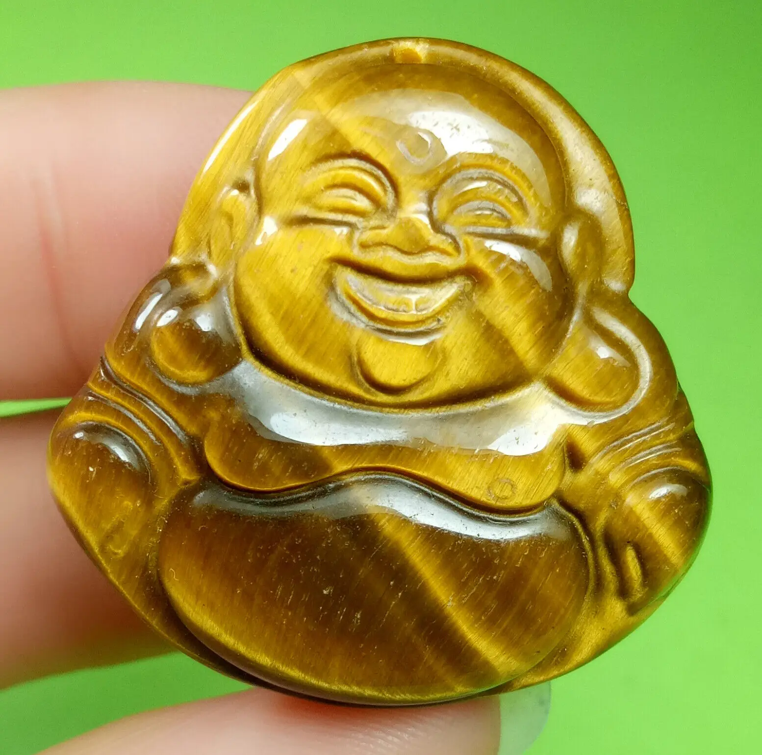 Natural Yellow A Tiger's Eye Jade Carved Lucky Pendant Happy Buddha God Amulet
Natural Yellow A Tiger's Eye Jade Carved Lucky Pendant Happy Buddha God Amulet