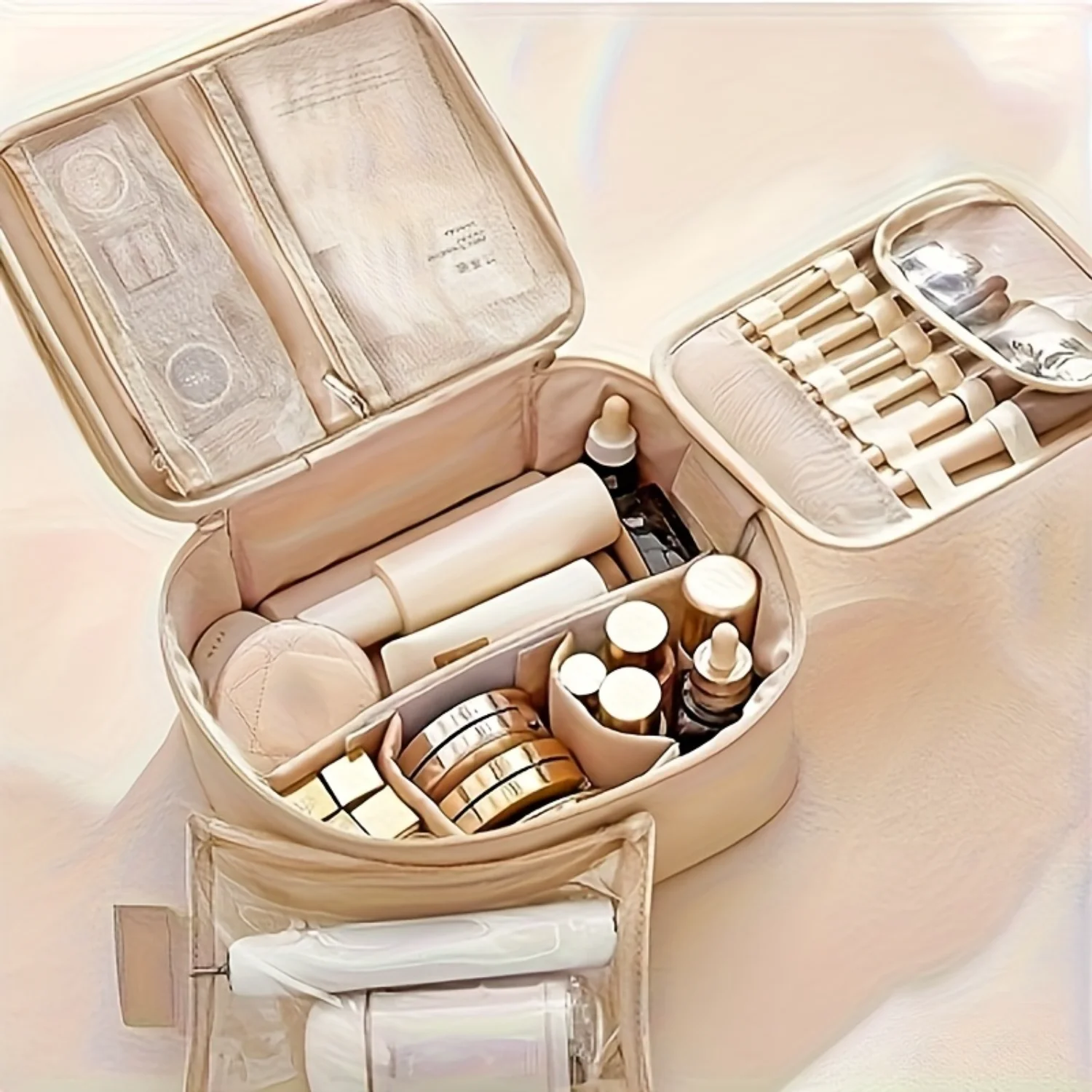 Portable Makeup Bag Toiletry Bag With Handle, Large Capacity Cosmetic Bag, Waterproof Travel Organizer For Cosmetics And Travel
Portable Makeup Bag Toiletry Bag With Handle, Large Capacity Cosmetic Bag, Waterproof Travel Organizer For Cosmetics And Travel