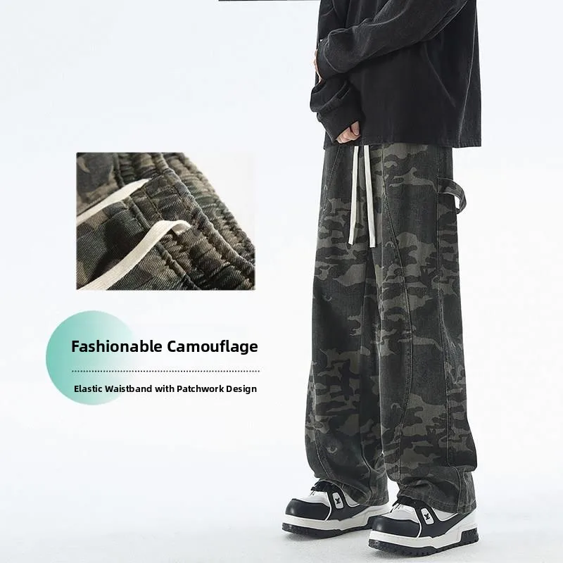 Casual Loose Straight Leg Camouflage Jeans Men's Long Trousers Elastic Waist Spring New Style Trendy Cotton Denim Jeans
Casual Loose Straight Leg Camouflage Jeans Men's Long Trousers Elastic Waist Spring New Style Trendy Cotton Denim Jeans