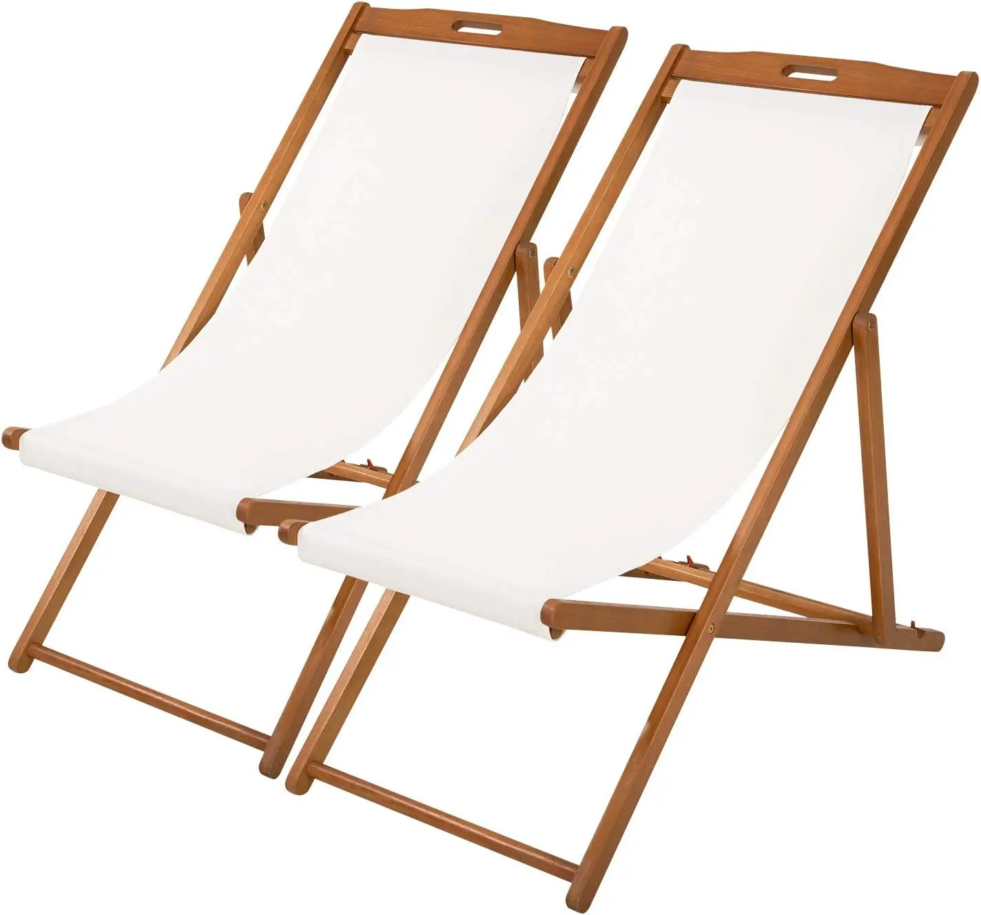 Foldable Adjustable Height Eucalyptus Wood Beach Sling Chair with White Polyester, Khaki - Set of 2
Foldable Adjustable Height Eucalyptus Wood Beach Sling Chair with White Polyester, Khaki - Set of 2