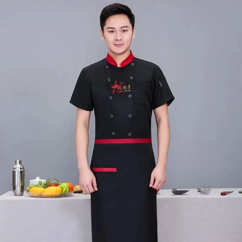 Short Sleeve Kitchen Uniform Black Chef Jacket grey Cook Coat Chef T-shirt Baker Work Uniform Waiter Restaurant Hotel Clothes
Short Sleeve Kitchen Uniform Black Chef Jacket grey Cook Coat Chef T-shirt Baker Work Uniform Waiter Restaurant Hotel Clothes
