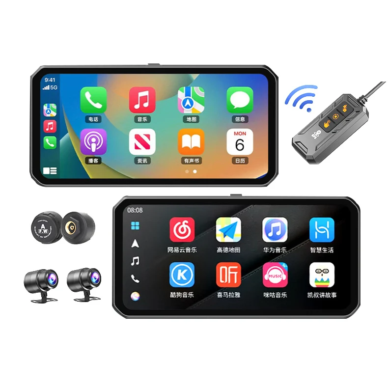 6.25'' Портативный беспроводной видеорегистратор для мотоцикла с CarPlay, Android Auto, защитой IP67, BSD и TPMS
6.25'' Портативный беспроводной видеорегистратор для мотоцикла с CarPlay, Android Auto, защитой IP67, BSD и TPMS