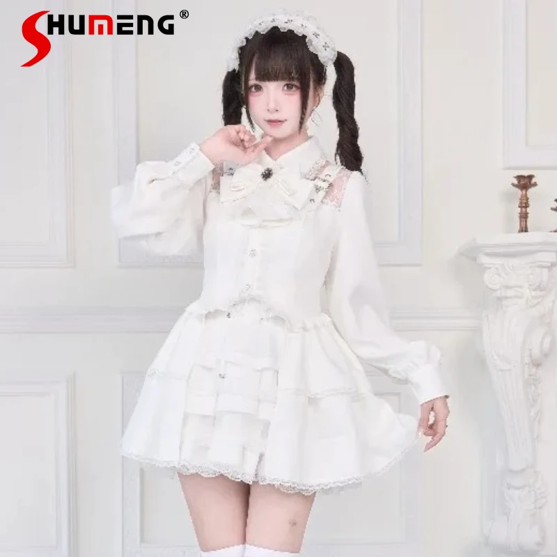 SC Mass-Produced Japanese Subculture Gothic Style Single-Breasted Slim-Fit Blusas Lace Top Black White Red Purple 4 Colors Shirt
SC Mass-Produced Japanese Subculture Gothic Style Single-Breasted Slim-Fit Blusas Lace Top Black White Red Purple 4 Colors Shirt