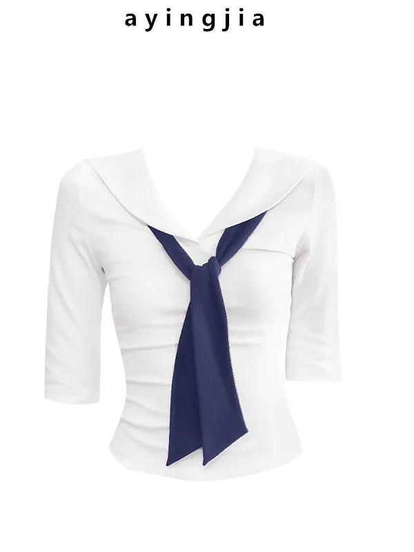 Женская летняя футболка Slim Fit с коротким рукавом, белая, с асимметричным дизайном, V-образным вырезом, регулярной длины, с эффектом утяжки на талии, в стиле Hot Girl
Женская летняя футболка Slim Fit с коротким рукавом, белая, с асимметричным дизайном, V-образным вырезом, регулярной длины, с эффектом утяжки на талии, в стиле Hot Girl