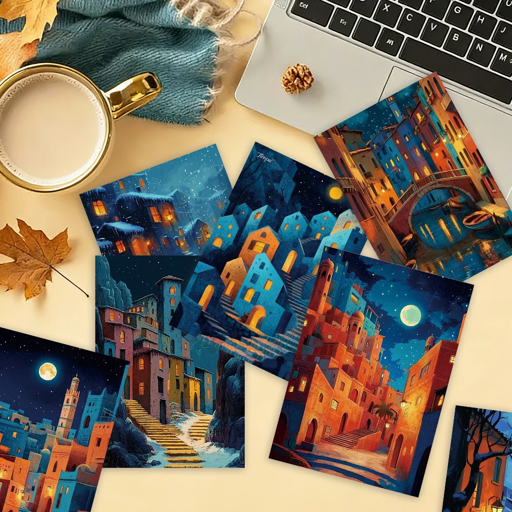 32pcs, color-block night scene postcards, indoor bedroom decoration, wall stickers, message cards, greeting cards, commemorative
32pcs, color-block night scene postcards, indoor bedroom decoration, wall stickers, message cards, greeting cards, commemorative