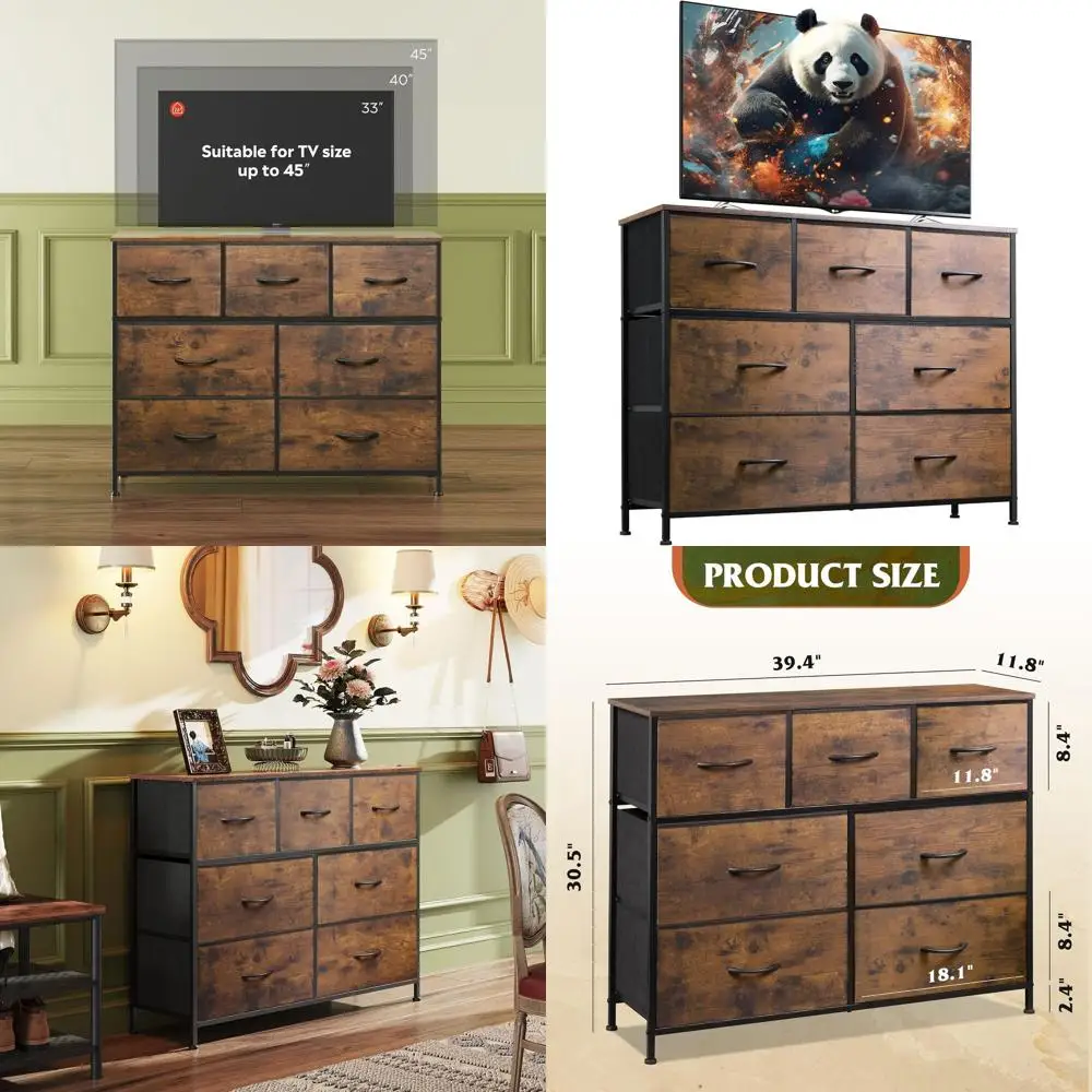 Rustic Brown 7-Drawer TV Stand with Metal Frame, Entertainment Center for up to 45 TVs, Media Console for Bedroom or Living Room
Rustic Brown 7-Drawer TV Stand with Metal Frame, Entertainment Center for up to 45 TVs, Media Console for Bedroom or Living Room
