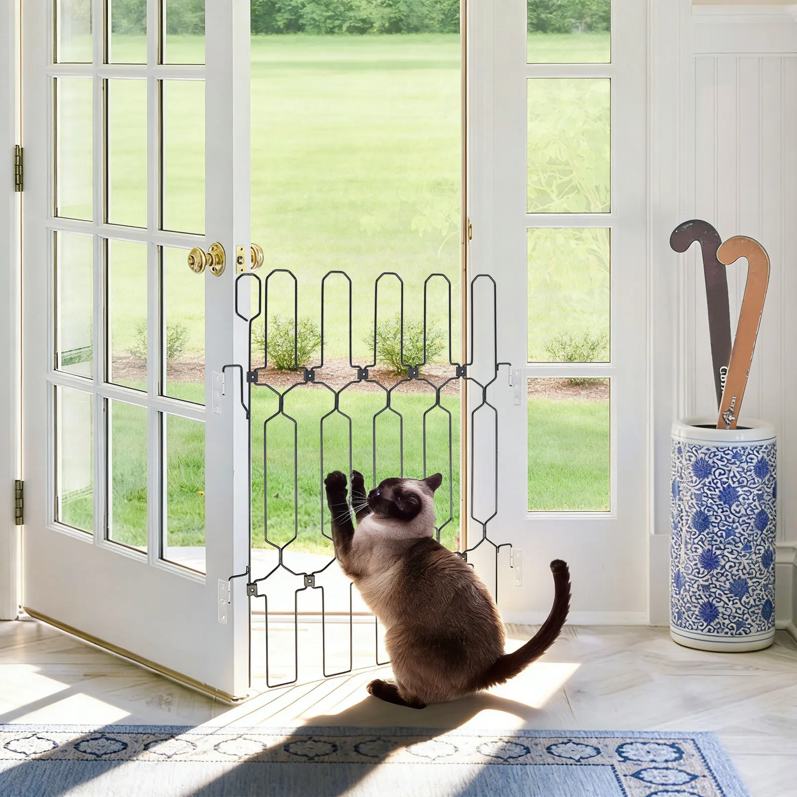 Metal Retractable Pet Fence, 30.7in Height Pet Gate, Safety Pet Railing With Reinforced Locking Brackets For Doorway, Sentryways, Kitchens, Balconies
Metal Retractable Pet Fence, 30.7in Height Pet Gate, Safety Pet Railing With Reinforced Locking Brackets For Doorway, Sentryways, Kitchens, Balconies