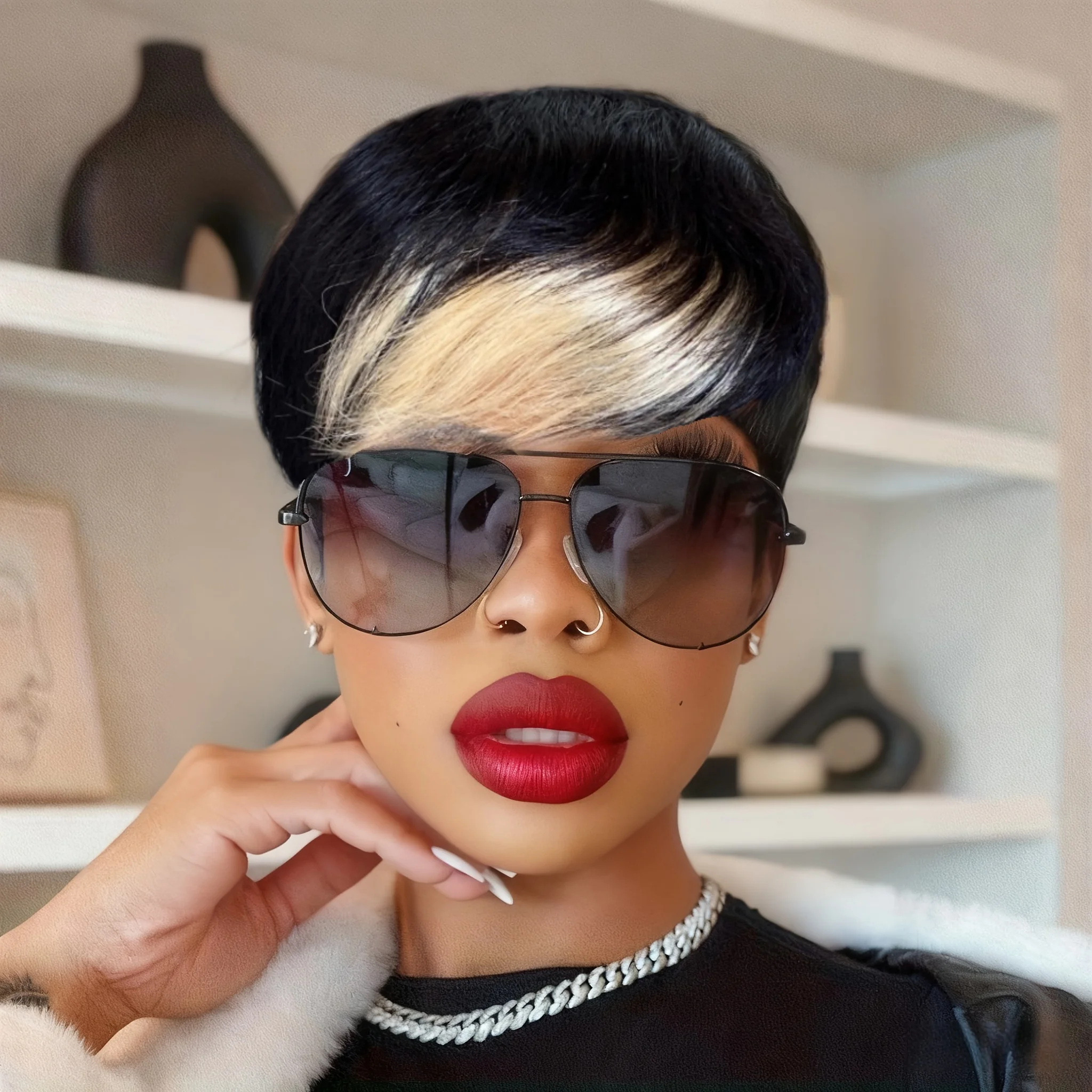 Парик в стиле пикси для женщин, из натуральных волос, короткий прямой с челкой, плотность 150%, полностью машинной работы
Парик в стиле пикси для женщин, из натуральных волос, короткий прямой с челкой, плотность 150%, полностью машинной работы