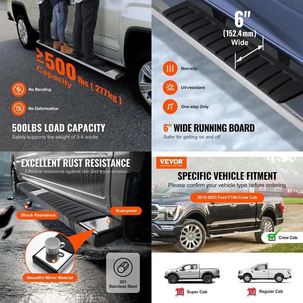 Running Boards, 6" Step Bars Compatible with 2015-2023 Ford F150-Crew Cab/2017-2023 Ford F-250 F-350 Super Duty Crew Cab, 201 St
Running Boards, 6" Step Bars Compatible with 2015-2023 Ford F150-Crew Cab/2017-2023 Ford F-250 F-350 Super Duty Crew Cab, 201 St