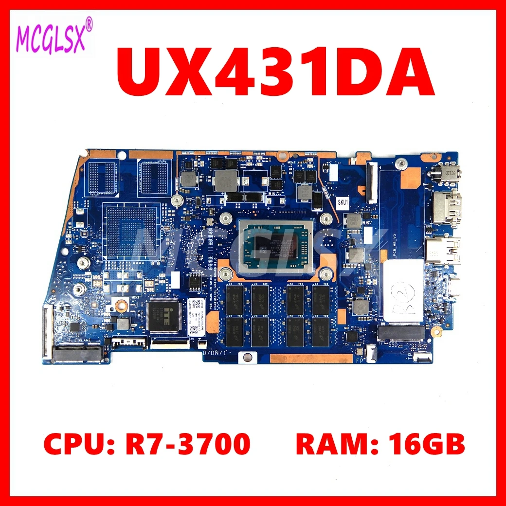 UX431DA Mainboard For ASUS Para ZenBook UX431D UX431DA UX431DL Laptop Motherboard with R7-3700U CPU 16GB-RAM 100% Tested OK
UX431DA Mainboard For ASUS Para ZenBook UX431D UX431DA UX431DL Laptop Motherboard with R7-3700U CPU 16GB-RAM 100% Tested OK
