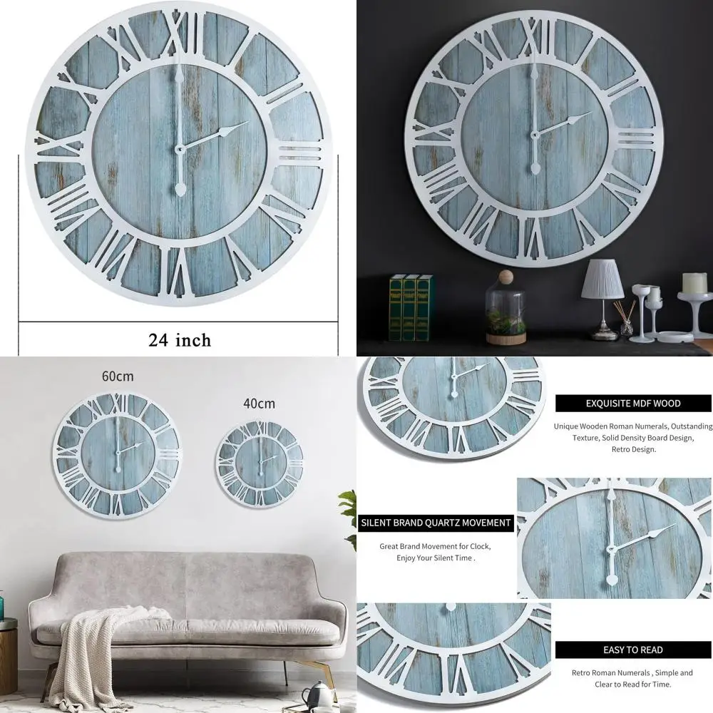 Vintage 24 Silent Round Wall Clock, Black Metal & Modern Wood Design, Suitable for Home, Bedroom, Kitchen, Garden, Office, Cafe
Vintage 24 Silent Round Wall Clock, Black Metal & Modern Wood Design, Suitable for Home, Bedroom, Kitchen, Garden, Office, Cafe