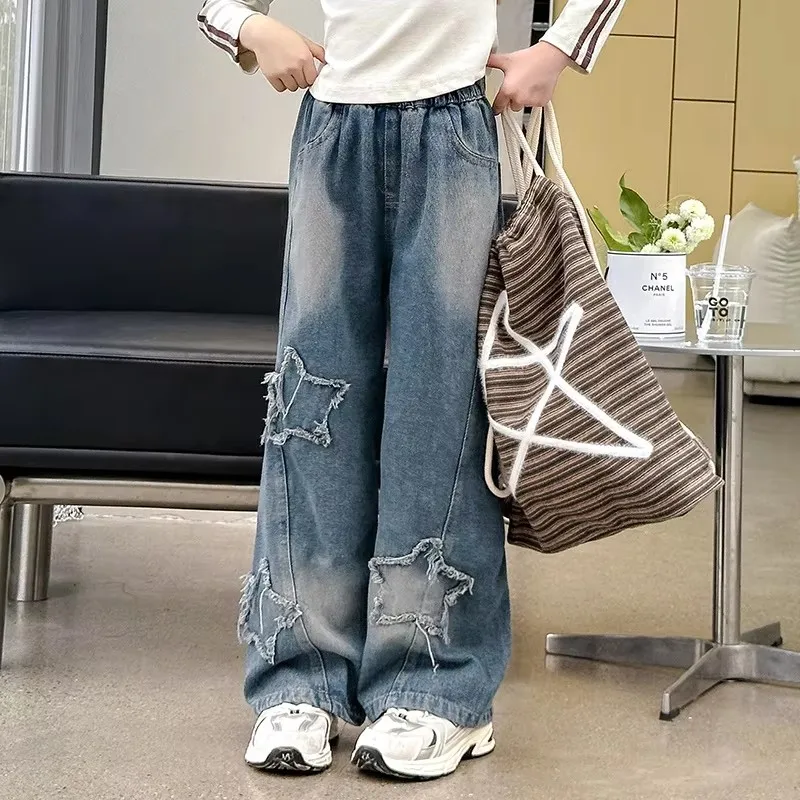 School Girl Star Design Jeans Trouser Teens Casual Loose Jeans for Girls Elastic Waist Fashion Kids Straight Fit Pants 5 To 14 Y
School Girl Star Design Jeans Trouser Teens Casual Loose Jeans for Girls Elastic Waist Fashion Kids Straight Fit Pants 5 To 14 Y