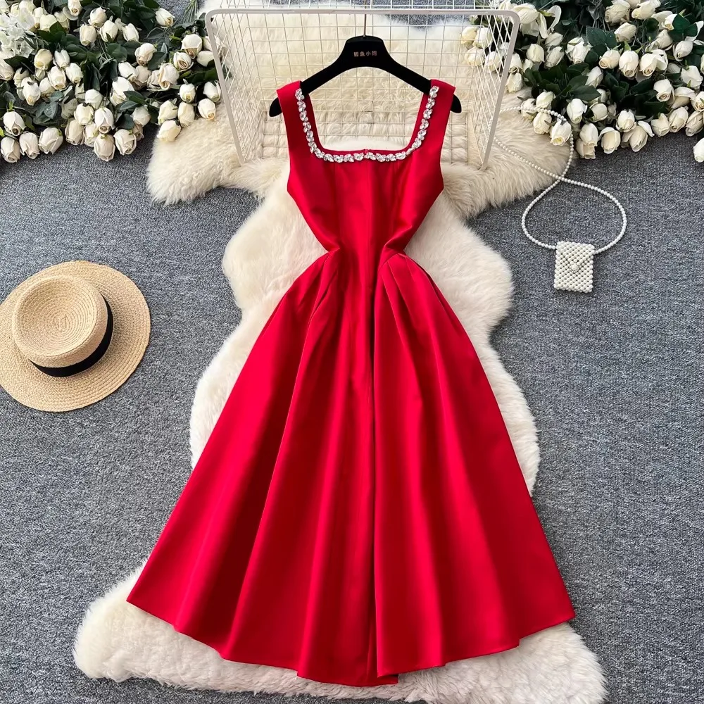 Fashion Runway Beeding A-line Midi Prom Dress Women's Square Collar Sleeveless A-Line Party Gowns Sweetheart Club Evening Dress
Fashion Runway Beeding A-line Midi Prom Dress Women's Square Collar Sleeveless A-Line Party Gowns Sweetheart Club Evening Dress