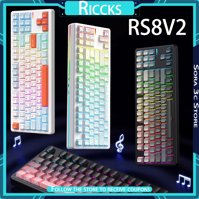Riccks RS8V2 Mechanical Keyboard Wireless Bluetooth Gasket Structure Ergonomics Hitting Hifi Sound Custom Office Gaming Keyboard
Riccks RS8V2 Mechanical Keyboard Wireless Bluetooth Gasket Structure Ergonomics Hitting Hifi Sound Custom Office Gaming Keyboard