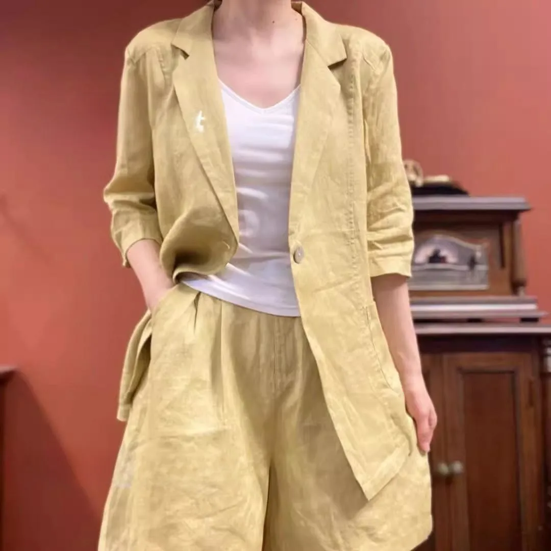 Faionable Cotton Linen Set Women Summer Lightweight Breathable Linen Jaet Slimming Casual Wide Leg orts Two Piece Set
Faionable Cotton Linen Set Women Summer Lightweight Breathable Linen Jaet Slimming Casual Wide Leg orts Two Piece Set