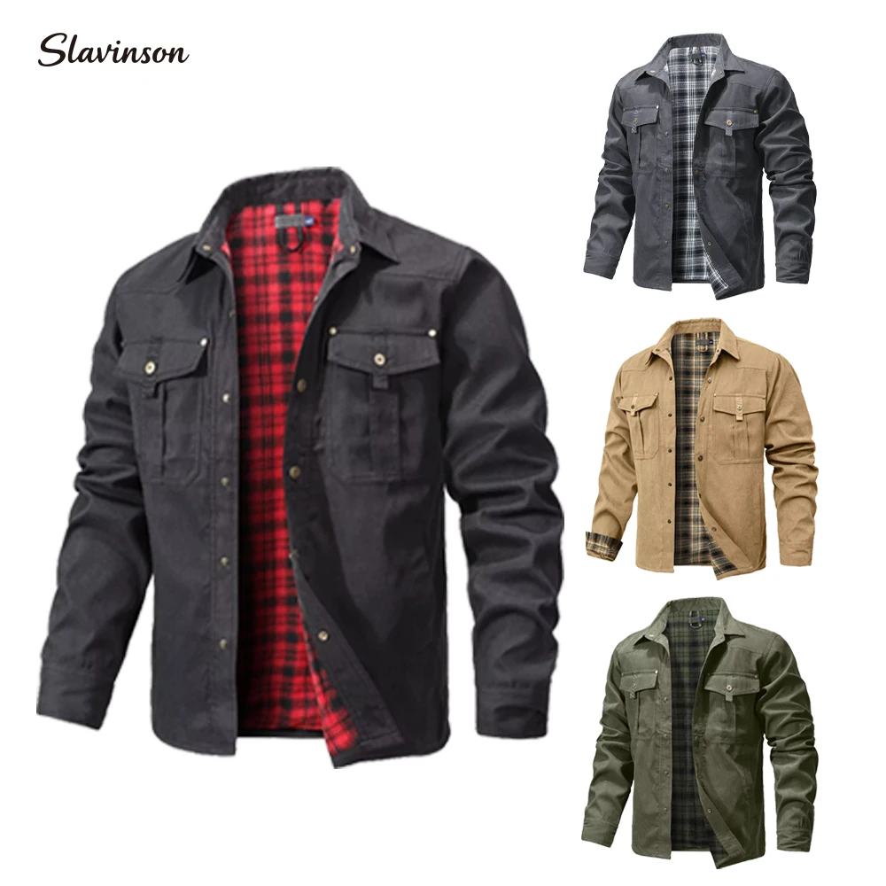 Slavinson Men's Jackets Spring Windproof Bomber Casual High Quality Overshirt Western Cowboy Flannel Plaid Lining Tops US Size
Slavinson Men's Jackets Spring Windproof Bomber Casual High Quality Overshirt Western Cowboy Flannel Plaid Lining Tops US Size